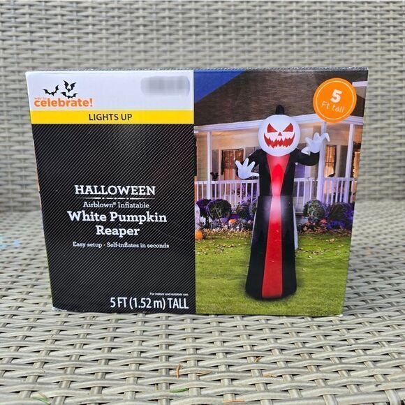 Other - NIB Halloween White Pumpkin Reaper 5ft Airblown Yard Inflatable - Lights Up